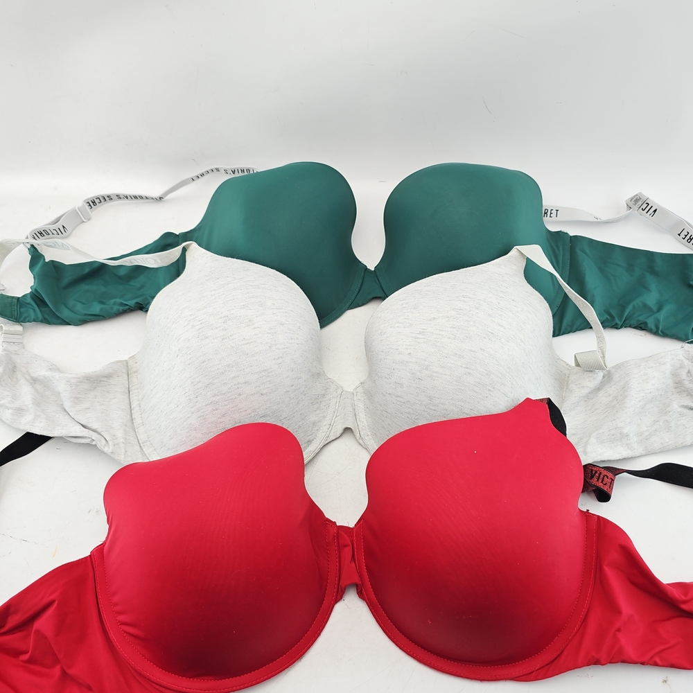 Victoria's Secret Bra Trio - Red, Green, Gray